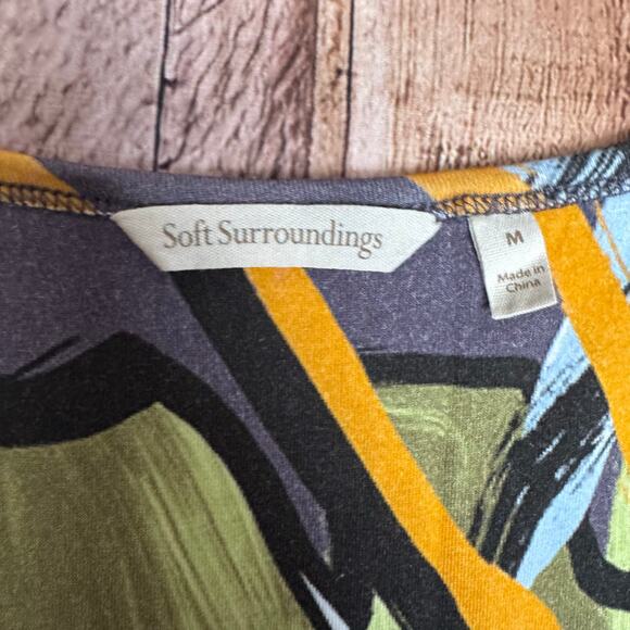 Soft Surroundings Jolyn Dress Maxi Tropical Multi Leaf Nature Medium Sleeveless - Picture 8 of 8